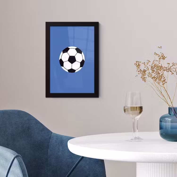 Poster met lijst - Voetbal - Zwart-wit - Sport - Illustratie - Blauw — 4