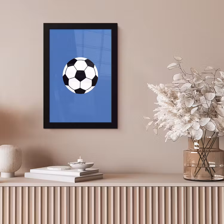 Poster met lijst - Voetbal - Zwart-wit - Sport - Illustratie - Blauw — 5