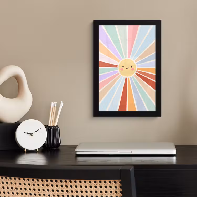 Poster met lijst - Zon - Stralen - Vrolijk - Kleurrijk - Abstract — 2