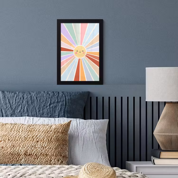 Poster met lijst - Zon - Stralen - Vrolijk - Kleurrijk - Abstract — 3