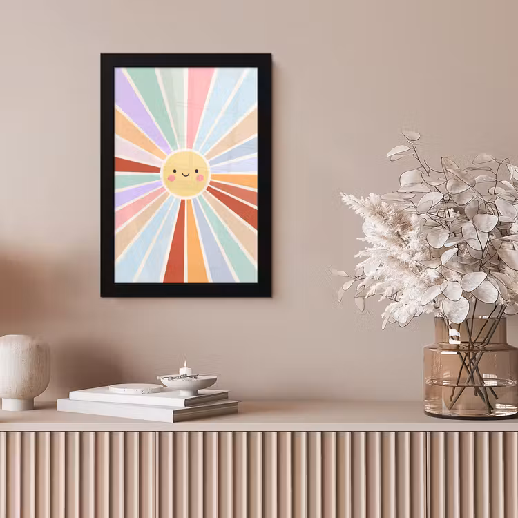 Poster met lijst - Zon - Stralen - Vrolijk - Kleurrijk - Abstract — 5