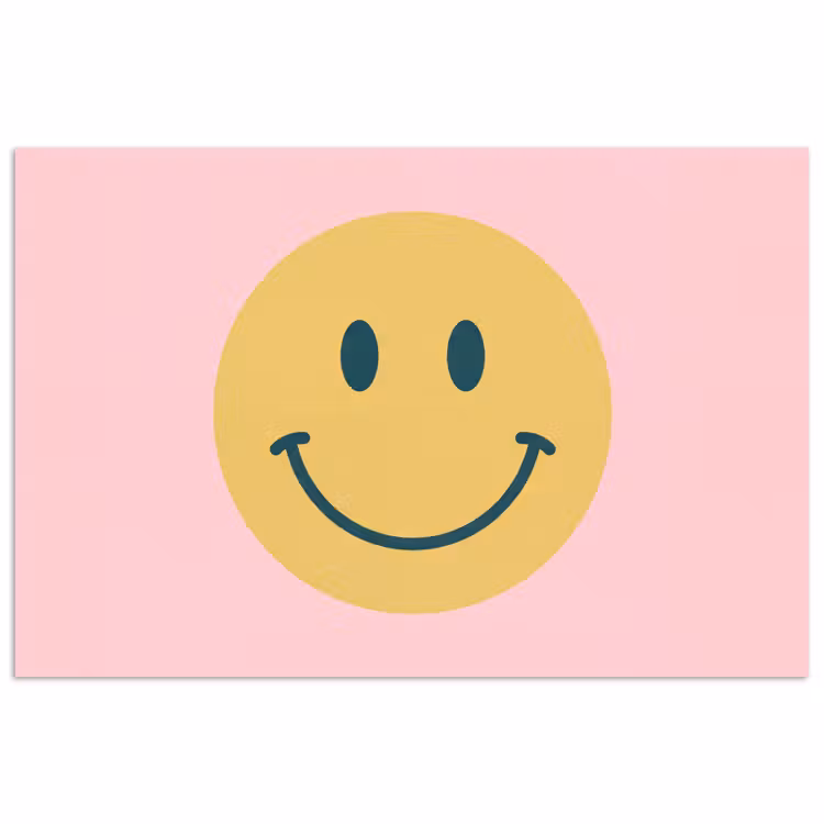 Poster - Smiley - Geel - Roze - Symbool - Minimalistisch — 1