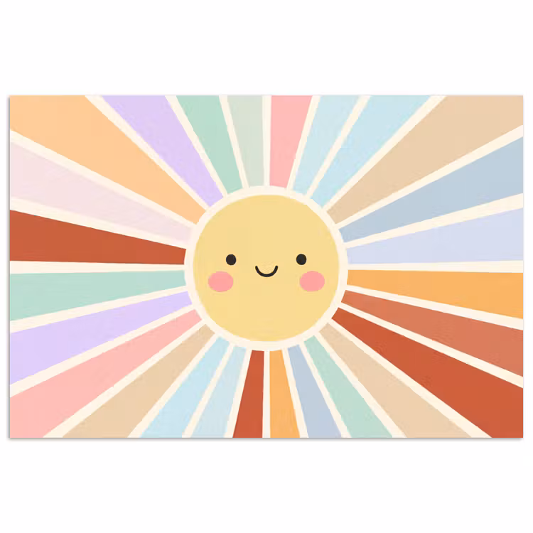 Poster - Zon - Stralen - Vrolijk - Kleurrijk - Abstract — 1