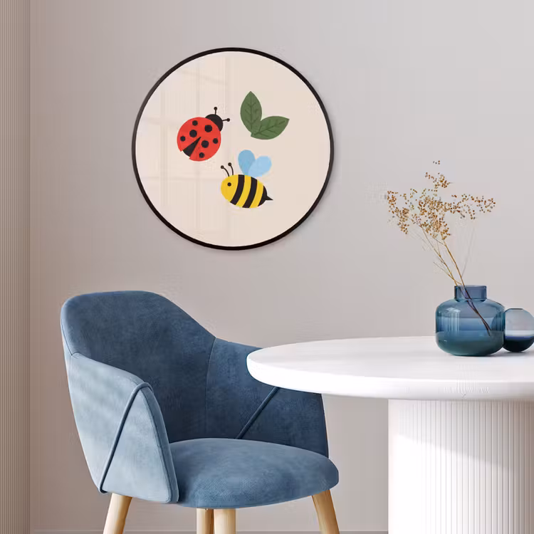 Ronde fotolijst - Insect - Blad - Natuur - Speels - Illustratie — 4