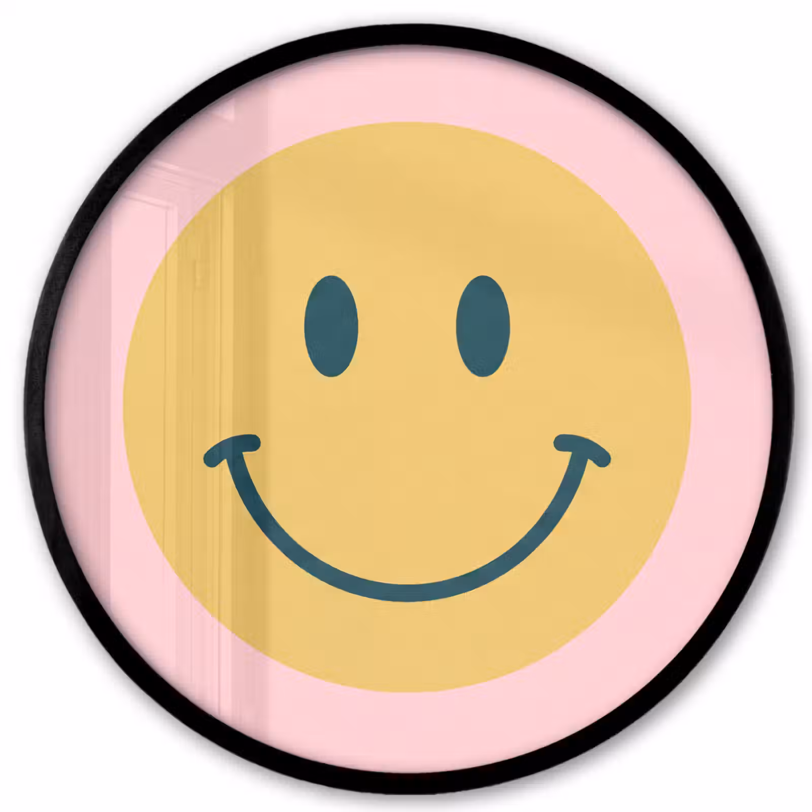 Ronde fotolijst - Smiley - Geel - Roze - Symbool - Minimalistisch — 1