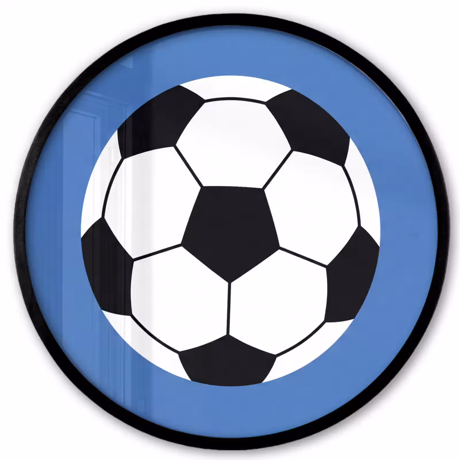 Ronde fotolijst - Voetbal - Zwart-wit - Sport - Illustratie - Blauw — 1