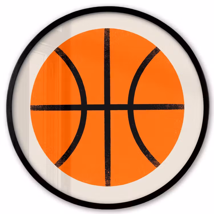 Ronde fotolijst - Basketbal - Bal - Sport - Illustratie - Oranje — 1