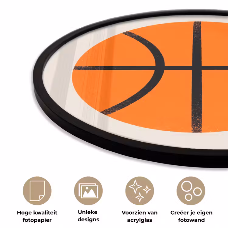 Ronde fotolijst - Basketbal - Bal - Sport - Illustratie - Oranje — 2