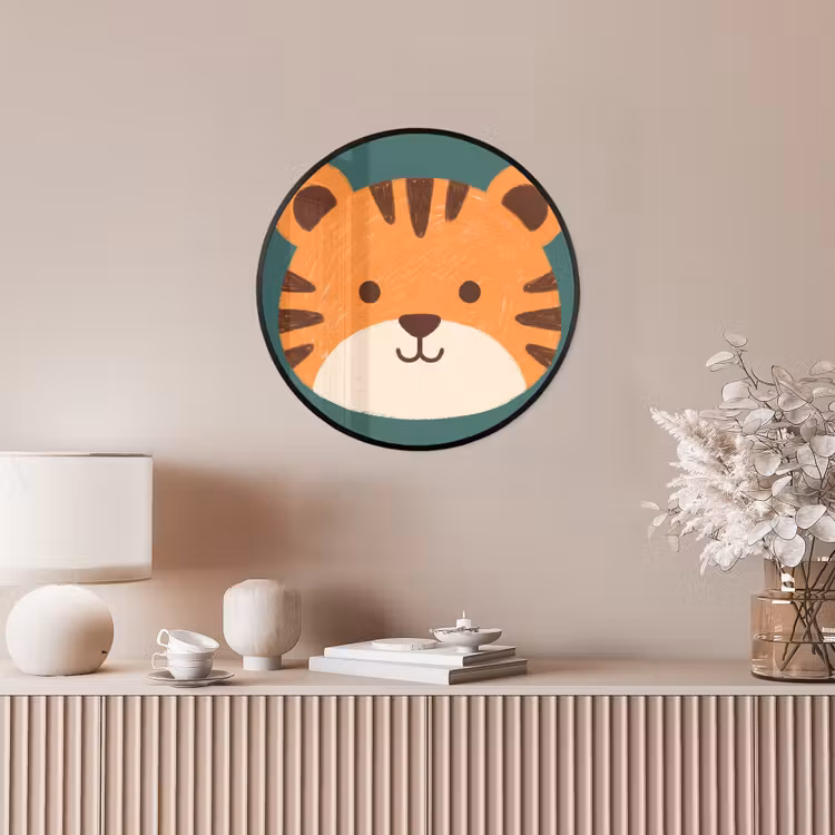 Ronde fotolijst - Dieren - Kop - Oranje - Illustratie - Modern — 5