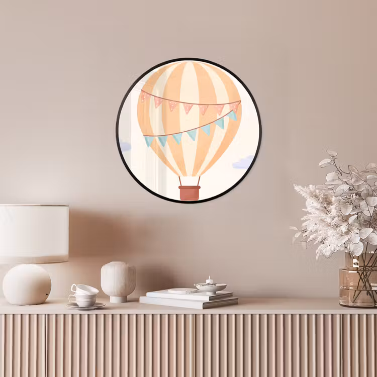 Ronde fotolijst - Luchtballon - Wolken - Illustratie - Zacht - Kinderkamer — 5