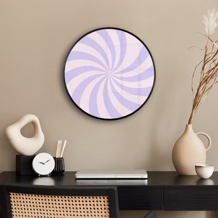 Ronde fotolijst - Patroon - Spiraal - Abstract - Modern - Paars-Roze — 3