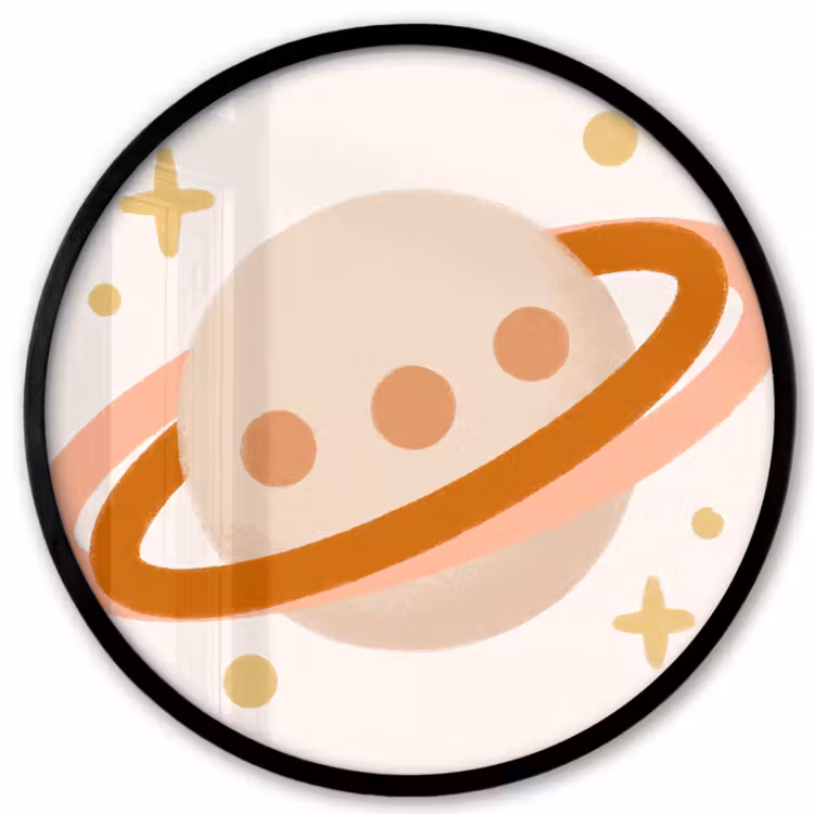 Ronde fotolijst - Planeet - Ringen - Ruimte - Illustratie - Beige — 1
