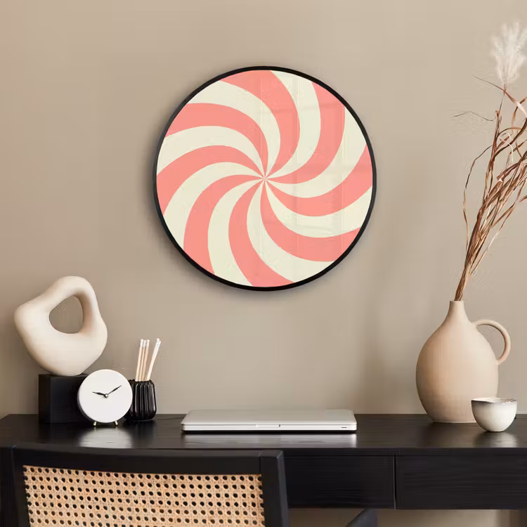 Ronde fotolijst - Spiraal - Patroon - Abstract - Roze - Beige — 3