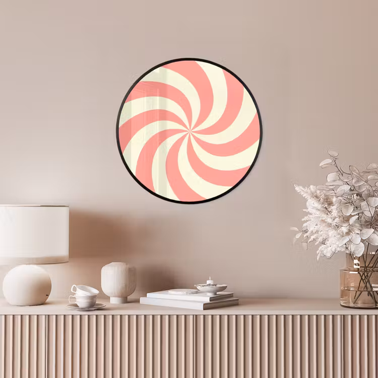 Ronde fotolijst - Spiraal - Patroon - Abstract - Roze - Beige — 5