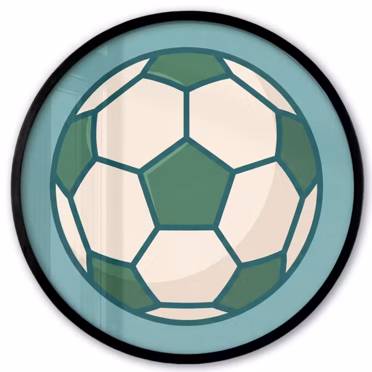 Ronde fotolijst - Voetbal - Geometrisch - Sport - Illustratie - Blauwgroen — 1