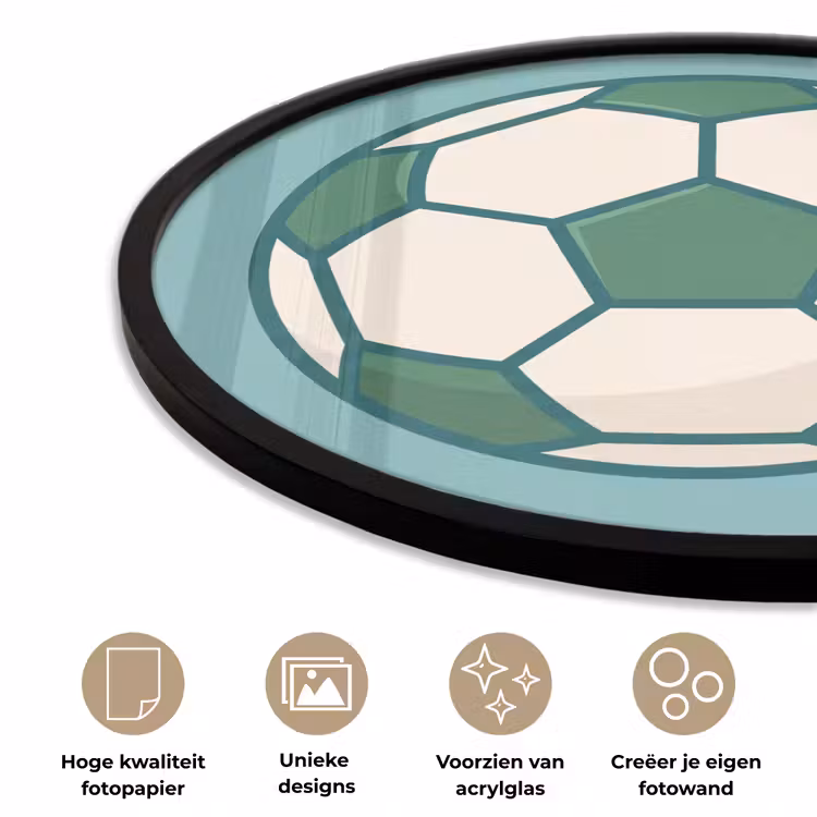 Ronde fotolijst - Voetbal - Geometrisch - Sport - Illustratie - Blauwgroen — 2