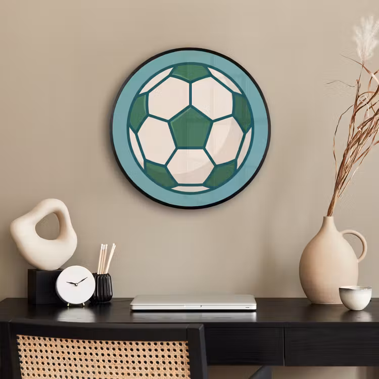 Ronde fotolijst - Voetbal - Geometrisch - Sport - Illustratie - Blauwgroen — 3