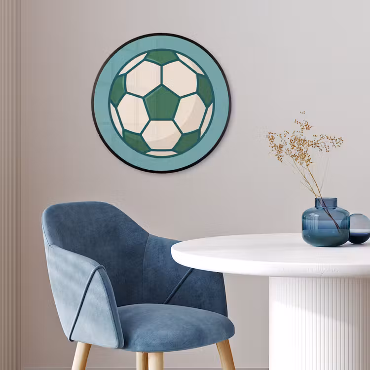 Ronde fotolijst - Voetbal - Geometrisch - Sport - Illustratie - Blauwgroen — 4