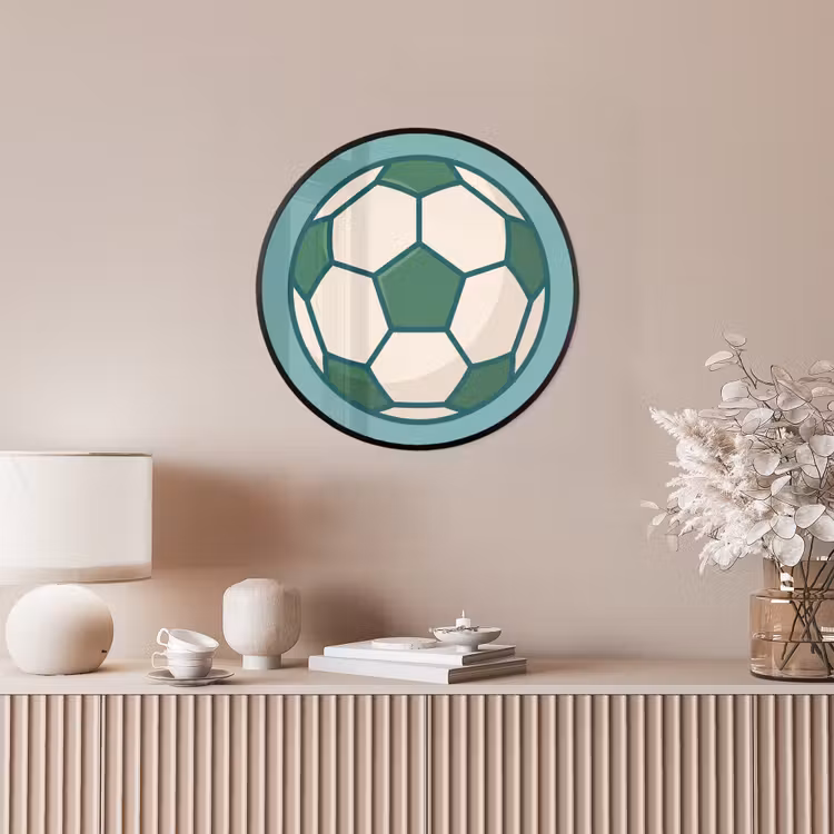Ronde fotolijst - Voetbal - Geometrisch - Sport - Illustratie - Blauwgroen — 5