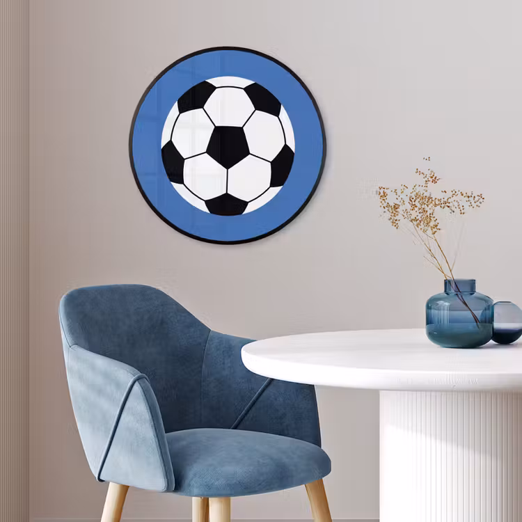 Ronde fotolijst - Voetbal - Zwart-wit - Sport - Illustratie - Blauw — 4