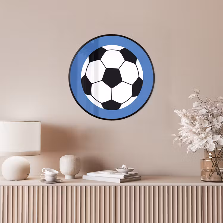 Ronde fotolijst - Voetbal - Zwart-wit - Sport - Illustratie - Blauw — 5