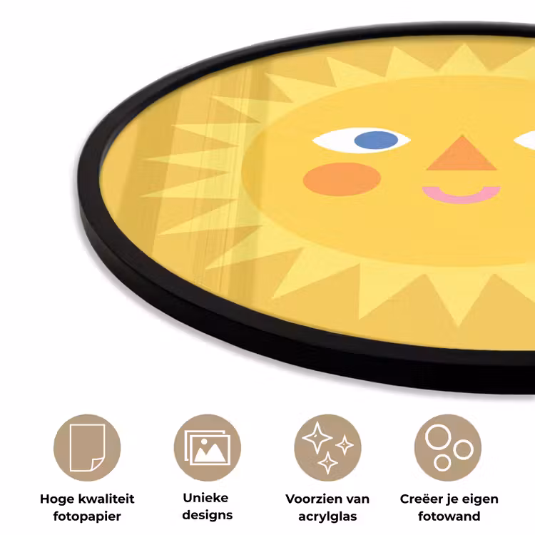 Ronde fotolijst - Zon - Gezicht - Zomer - Illustratie - Geel — 2