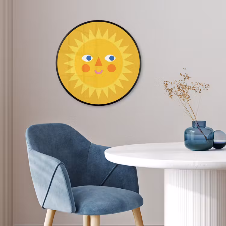 Ronde fotolijst - Zon - Gezicht - Zomer - Illustratie - Geel — 4