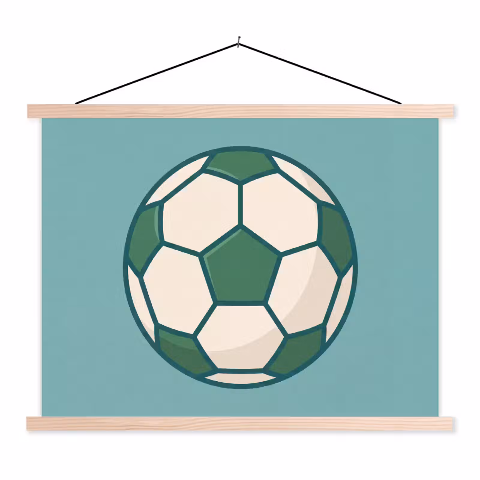 Schoolplaat - Voetbal - Geometrisch - Sport - Illustratie - Blauwgroen — 1