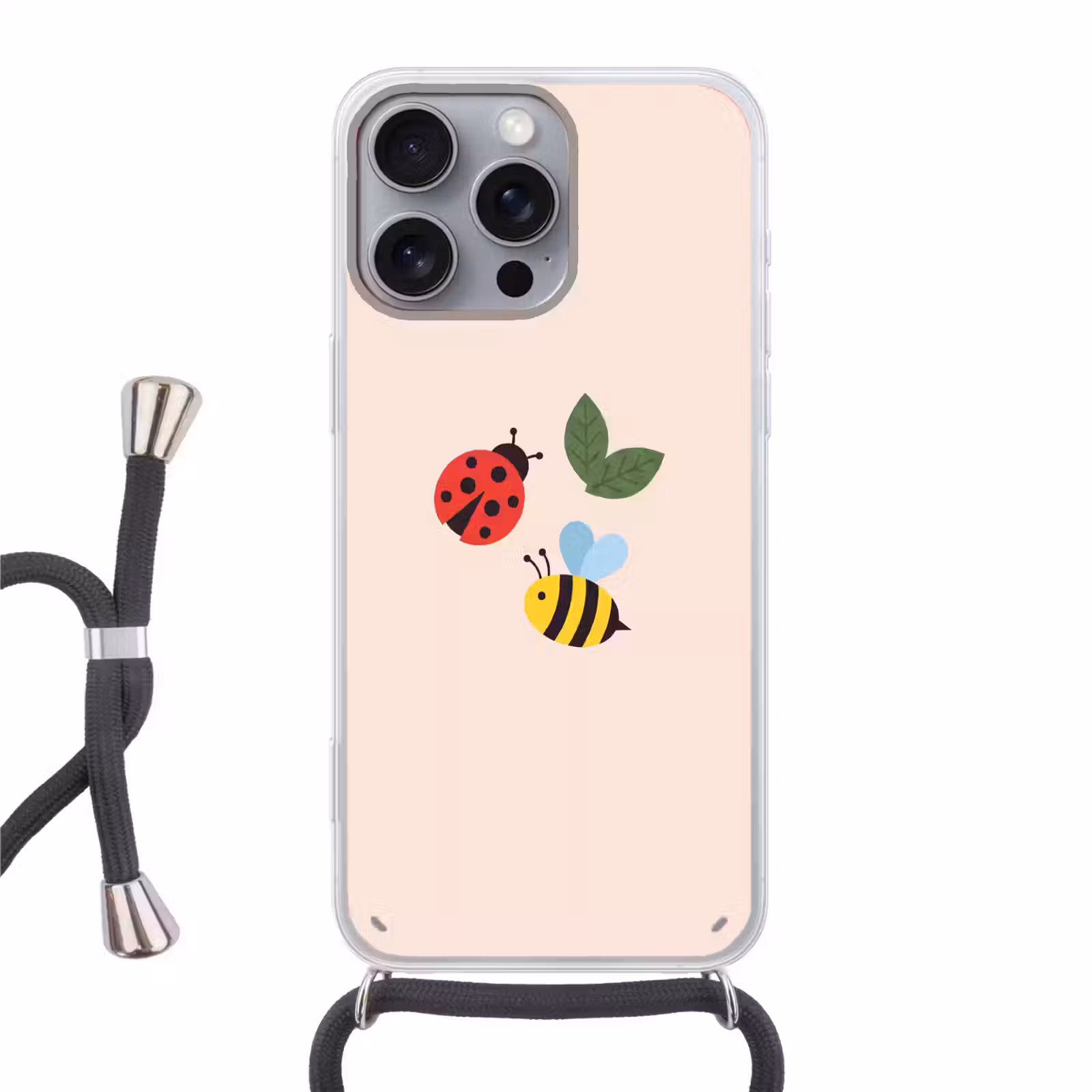 Telefoonhoesje met koord - Insect - Blad - Natuur - Speels - Illustratie — 1