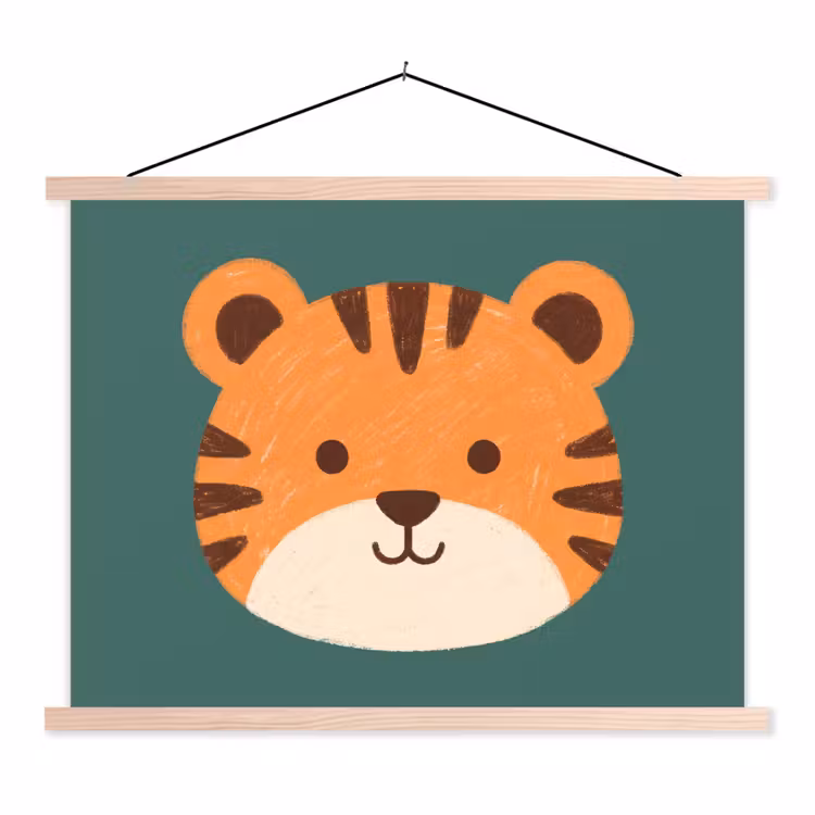 Schoolplaat - Dieren - Kop - Oranje - Illustratie - Modern — 1