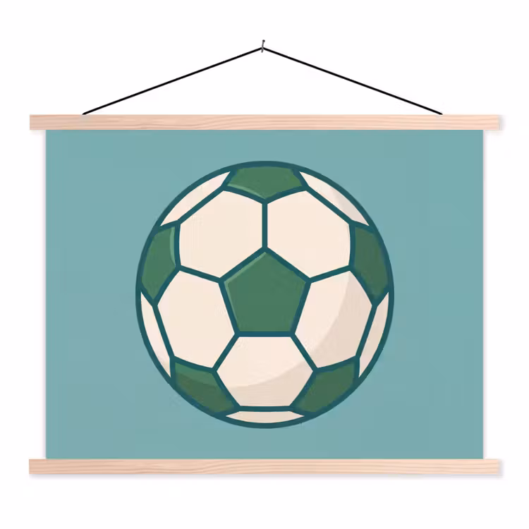 Schoolplaat - Voetbal - Geometrisch - Sport - Illustratie - Blauwgroen — 1