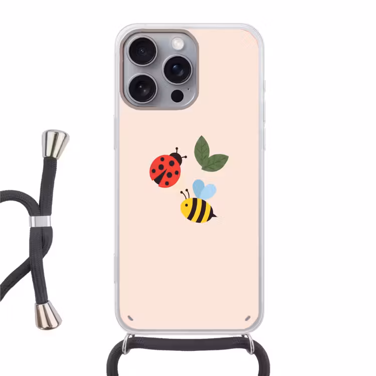Telefoonhoesje met koord - Insect - Blad - Natuur - Speels - Illustratie — 1