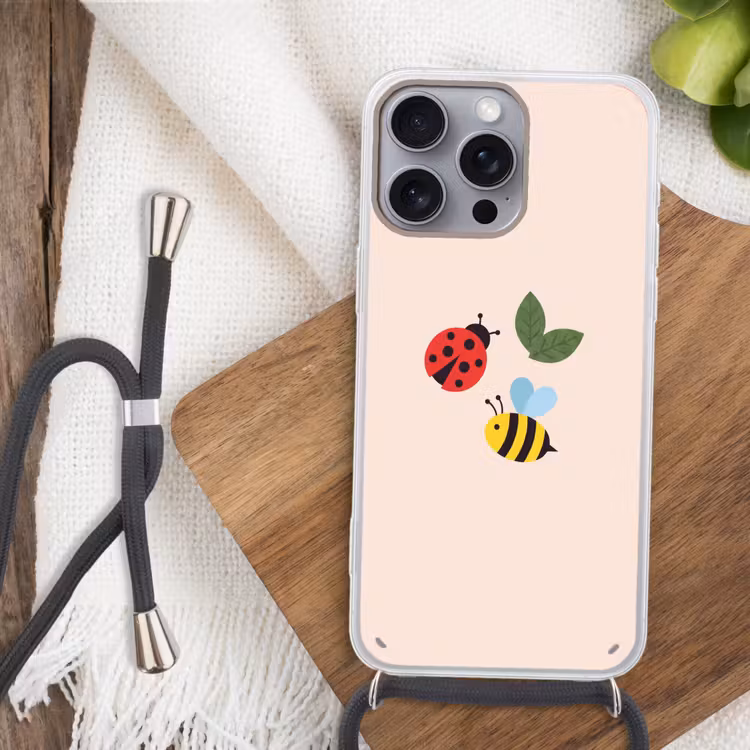 Telefoonhoesje met koord - Insect - Blad - Natuur - Speels - Illustratie — 3