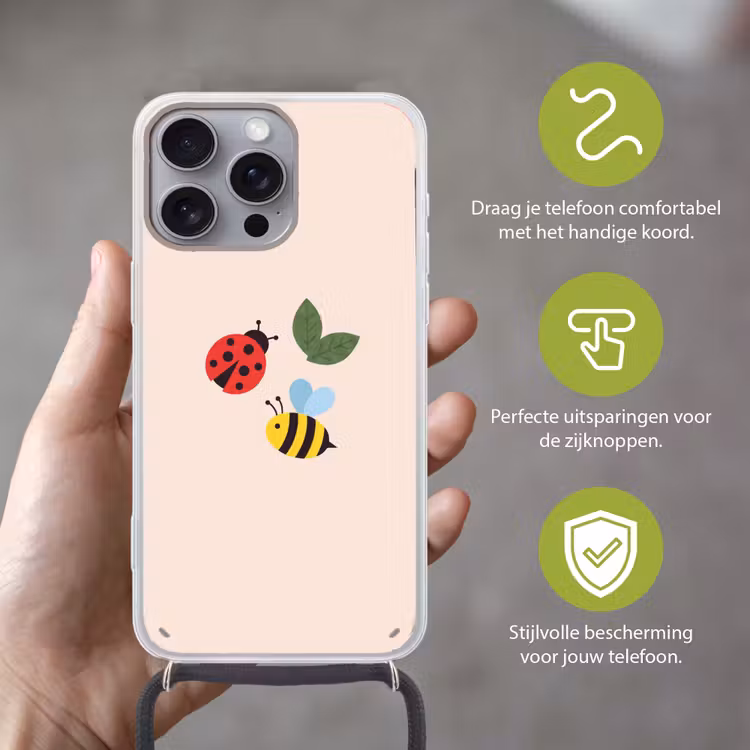 Telefoonhoesje met koord - Insect - Blad - Natuur - Speels - Illustratie — 4