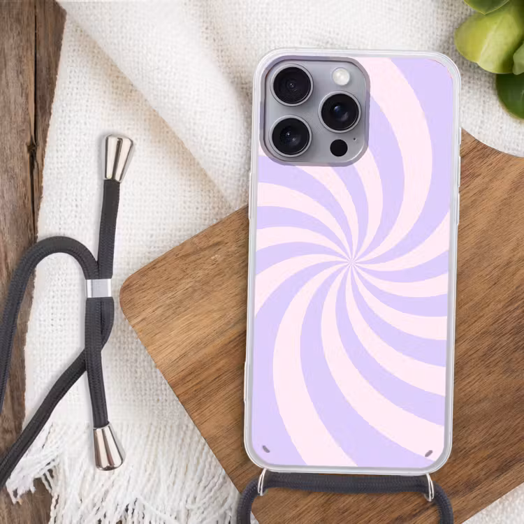 Telefoonhoesje met koord - Patroon - Spiraal - Abstract - Modern - Paars-Roze — 3