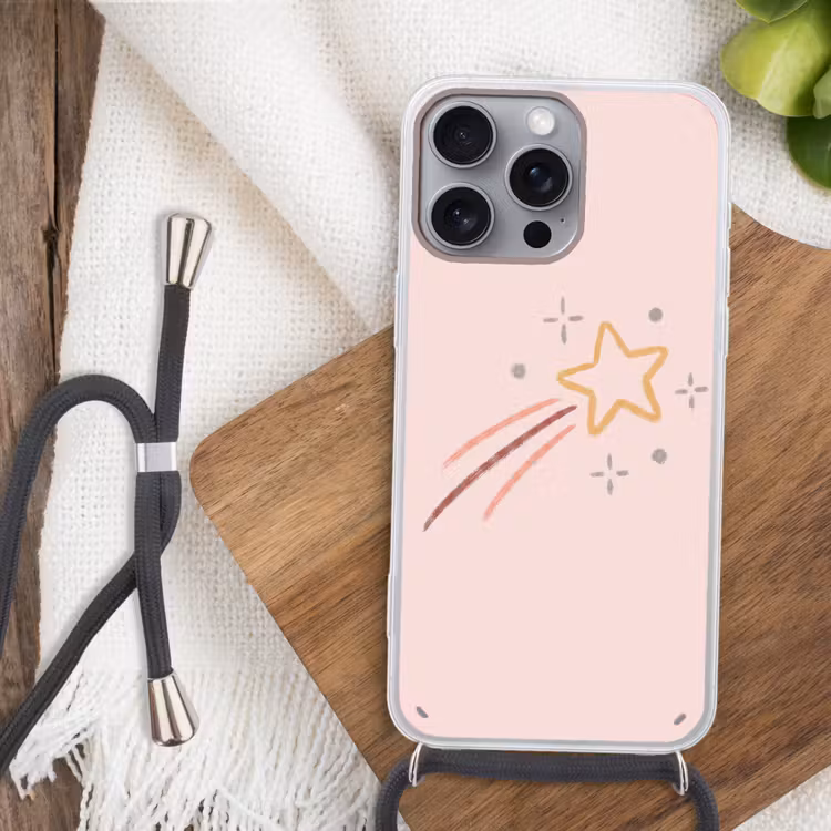 Telefoonhoesje met koord - Ster - Vallend - Illustratie - Pastel — 3