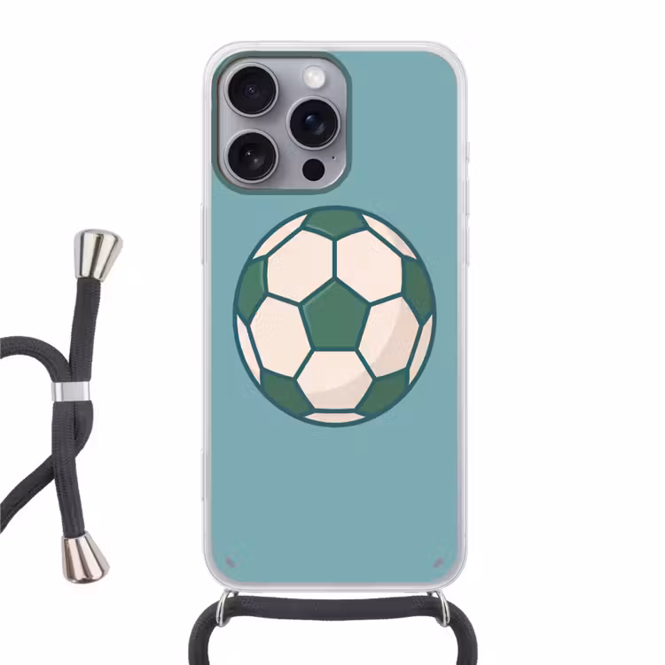 Telefoonhoesje met koord - Voetbal - Geometrisch - Sport - Illustratie - Blauwgroen — 1