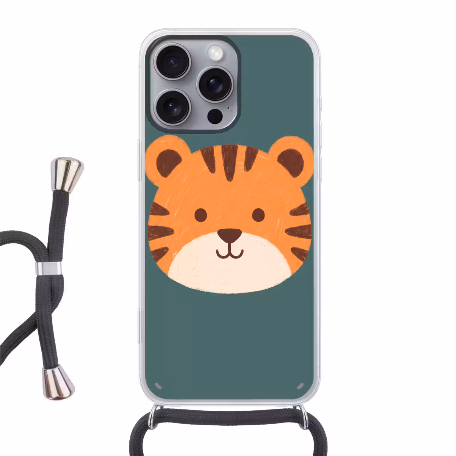 Telefoonhoesje met koord - Dieren - Kop - Oranje - Illustratie - Modern — 1