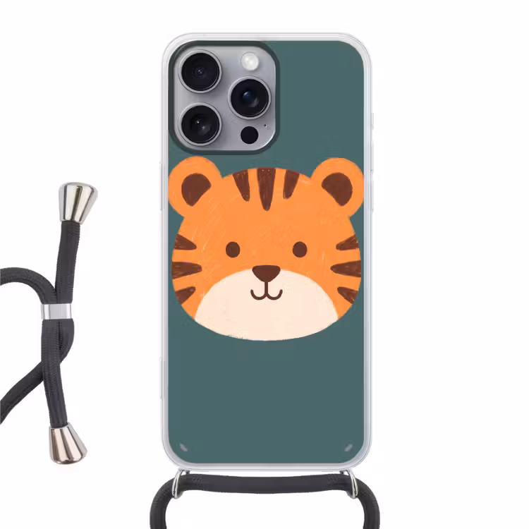 Telefoonhoesje met koord - Dieren - Kop - Oranje - Illustratie - Modern — 1