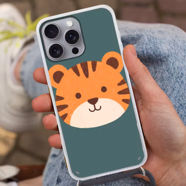 Telefoonhoesje met koord - Dieren - Kop - Oranje - Illustratie - Modern — 2