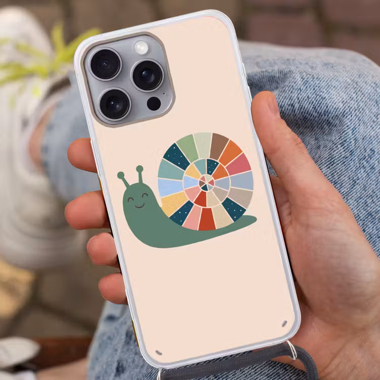 Telefoonhoesje met koord - Dieren - Slak - Kleurrijk - Illustratie — 2