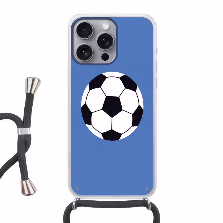 Telefoonhoesje met koord - Voetbal - Zwart-wit - Sport - Illustratie - Blauw — 1