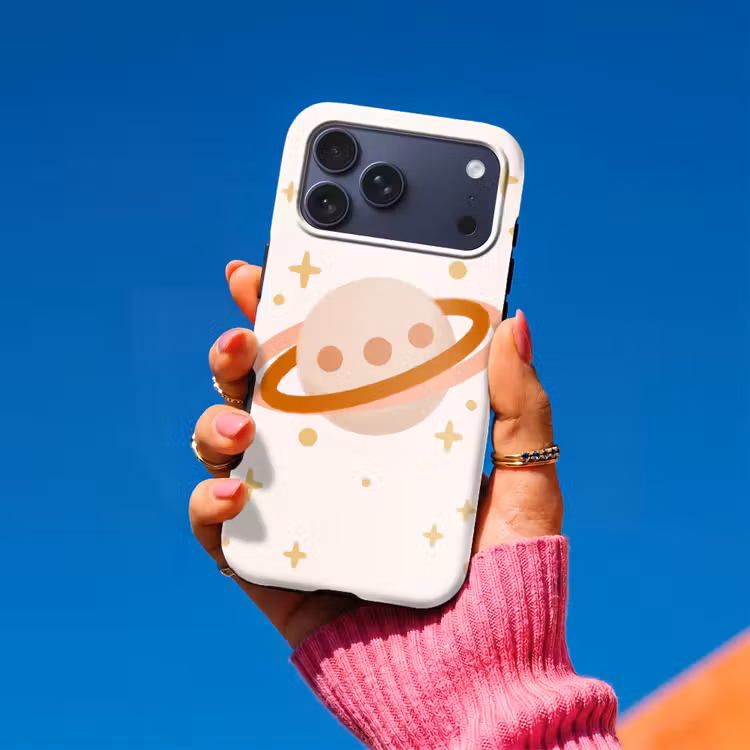 Telefoonhoesje Toughcase - Planeet - Ringen - Ruimte - Illustratie - Beige — 2