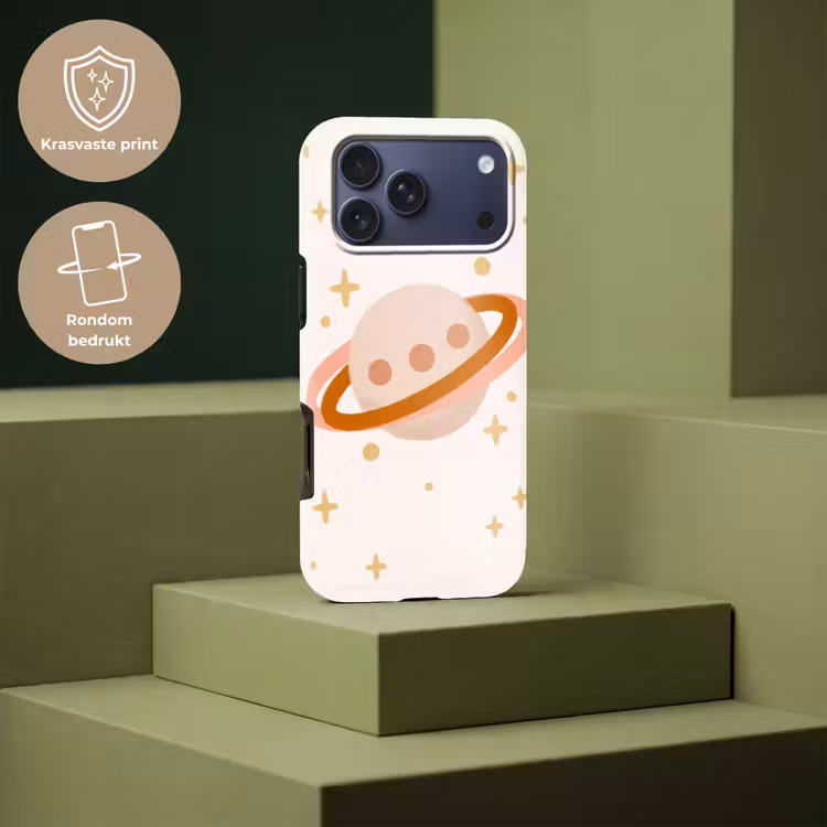 Telefoonhoesje Toughcase - Planeet - Ringen - Ruimte - Illustratie - Beige — 7