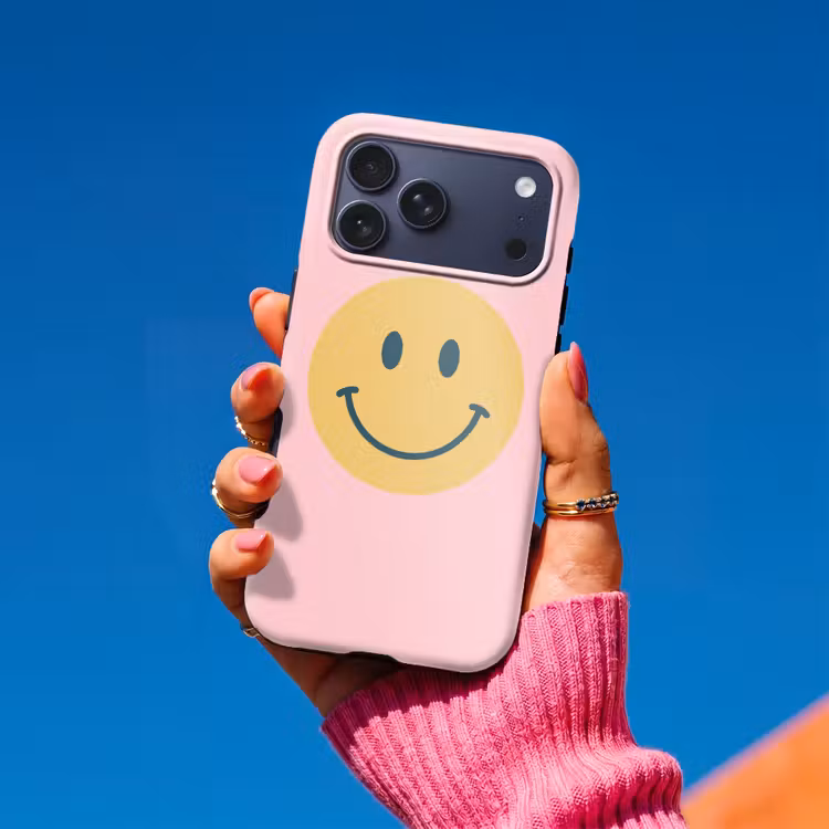 Telefoonhoesje Toughcase - Smiley - Geel - Roze - Symbool - Minimalistisch — 2