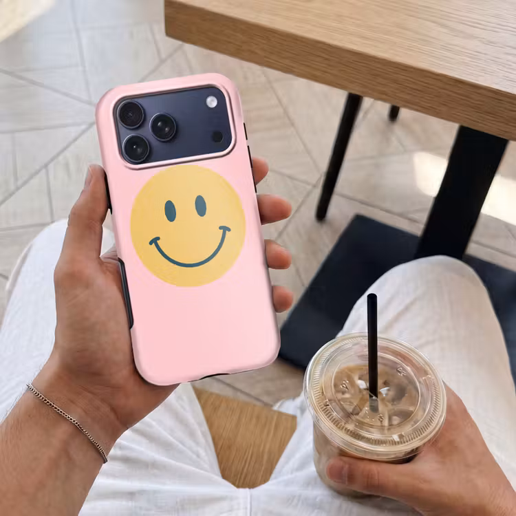 Telefoonhoesje Toughcase - Smiley - Geel - Roze - Symbool - Minimalistisch — 4