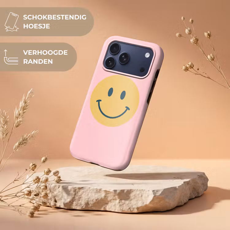 Telefoonhoesje Toughcase - Smiley - Geel - Roze - Symbool - Minimalistisch — 5