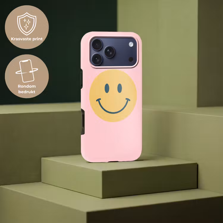 Telefoonhoesje Toughcase - Smiley - Geel - Roze - Symbool - Minimalistisch — 7