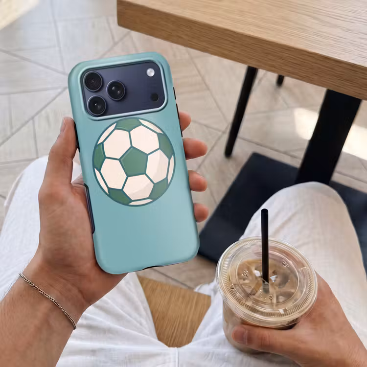Telefoonhoesje Toughcase - Voetbal - Geometrisch - Sport - Illustratie - Blauwgroen — 4