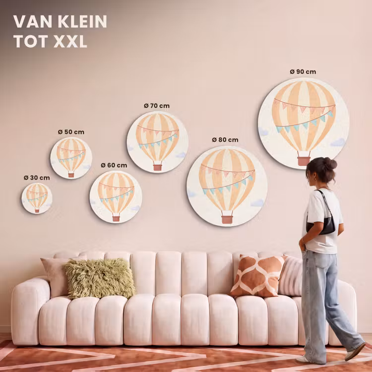 Akoestisch schilderij rond - Luchtballon - Wolken - Illustratie - Zacht - Kinderkamer — 7